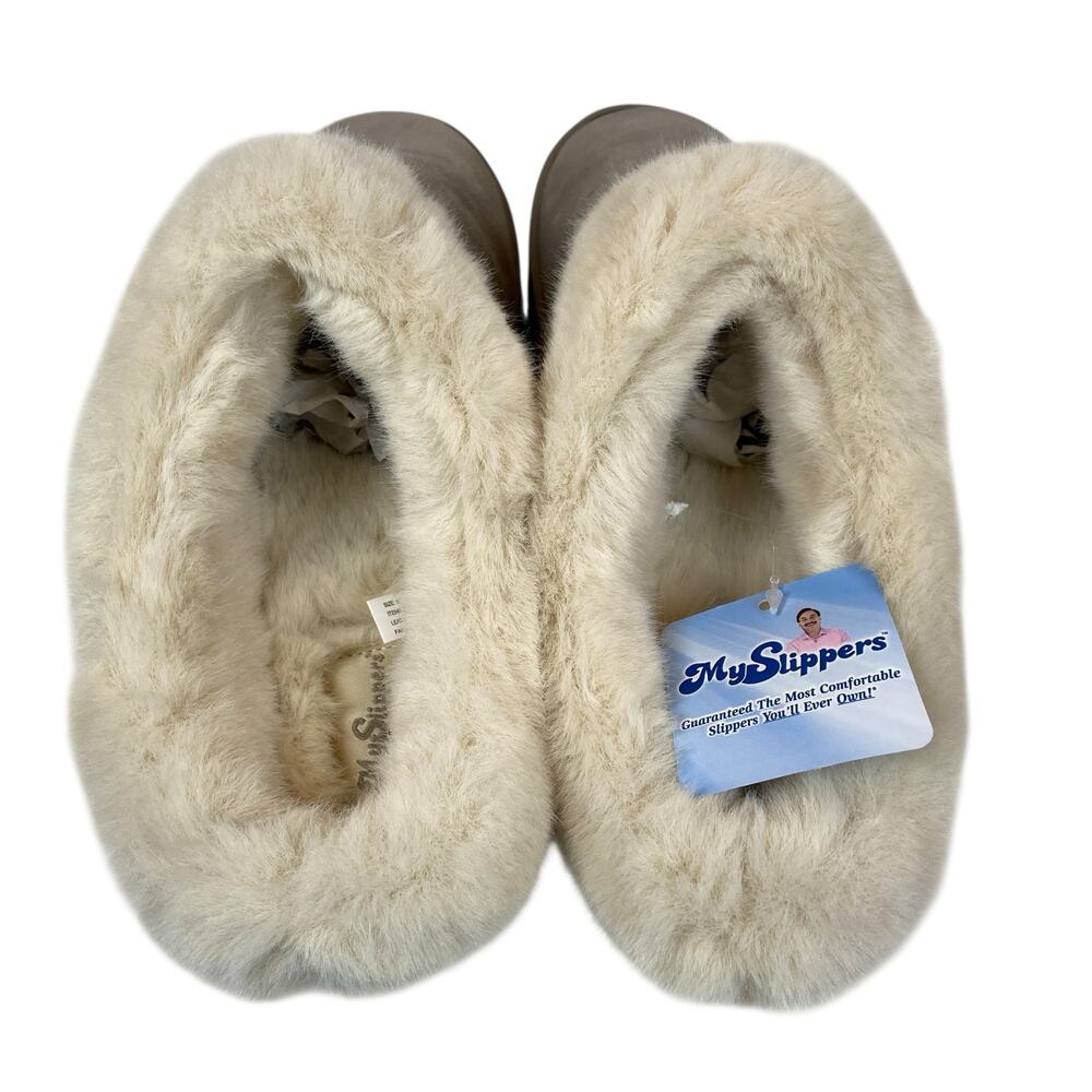 My Slippers Leather / Faux Fur Lining Soft Cozy Slippers Size 11 Gray - Picture 4 of 9